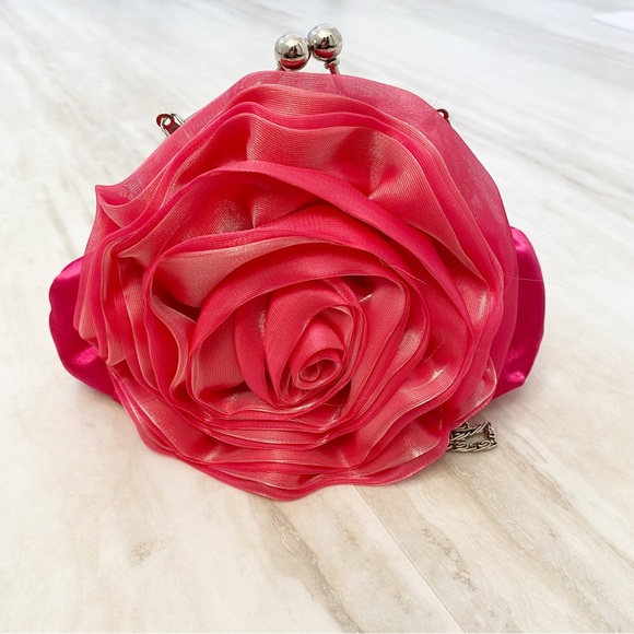 Date Night Rose Clutch Valentine's Day Hot Pink Bag - Picture 8 of 10